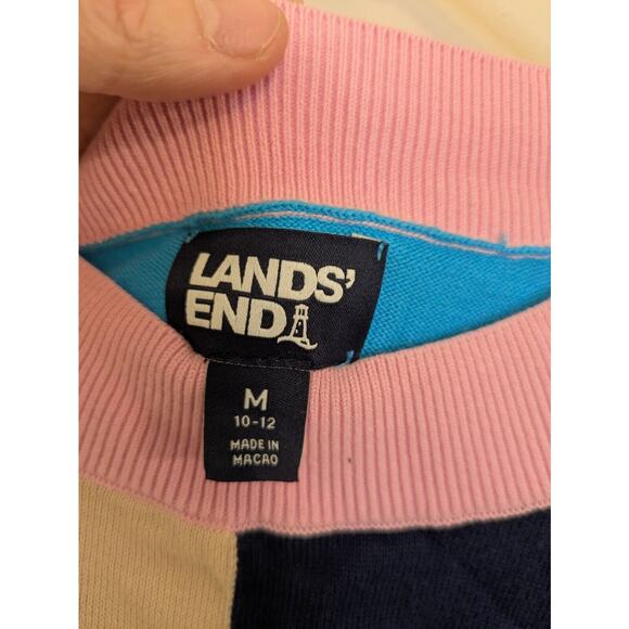 Lands End Women's Sweater Color Block Multi-color Size M/10-12 - Picture 3 of 7